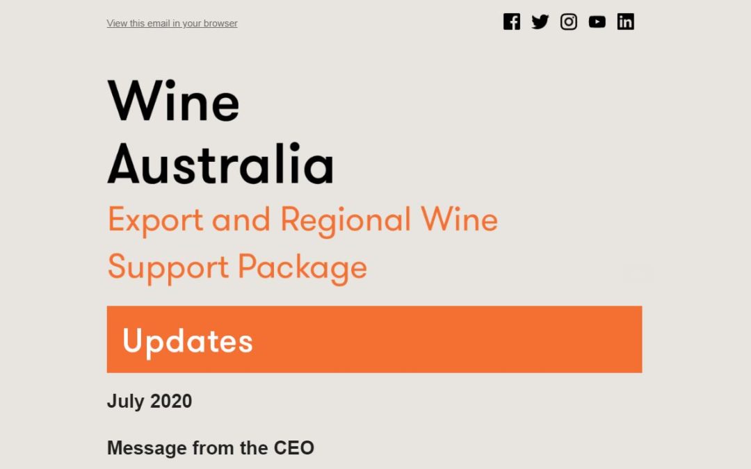 WINE AUSTRALIA JULY 2020  – extension to Export and Regional Wine Support Package